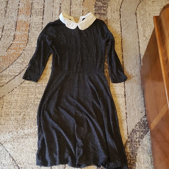 💥LAST CHANCE💥Modcloth Elegant Black Dress with White Collar - Picture 1 of 4